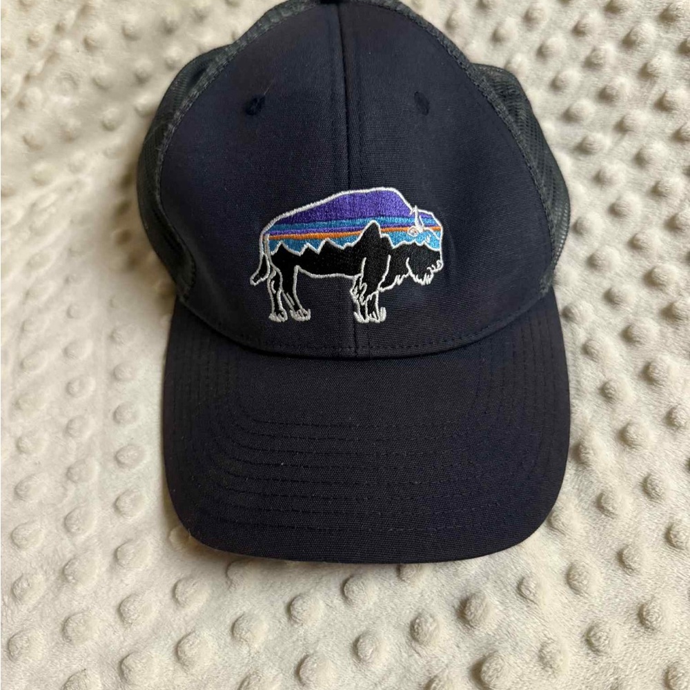 Navy Blue Patagonia Cap with Embroidered Buffalo